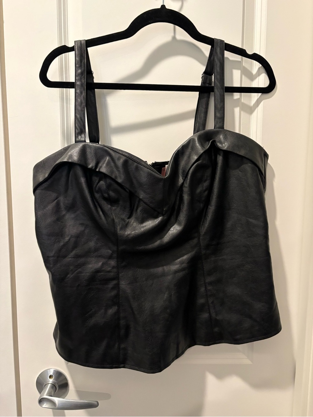 Vixen by Micheline Pitt Black Faux Leather Bustier Camisole